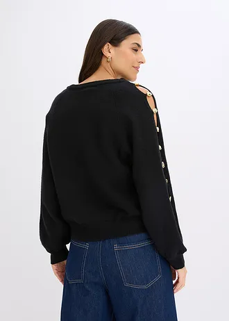 Pull avec perles métalliques • noir • Boutique bonprix