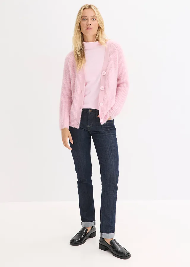 Gilet en grosse maille côtelée brillante, Couleur: rose cristal