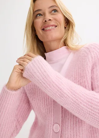 Geribbelde grofgebreide trui met glanseffect • kristalroze • bonprix online shop