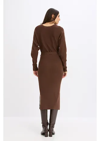 Robe fluide en maille de viscose mélangée • marron • Boutique bonprix