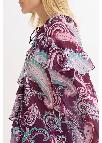 Tuniková halenka s volány • tmavě fuchsiová s kašmírovým vzorem • bonprix obchod
