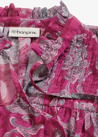 Šifonová tunika s kašmírovým potiskem • tmavě fuchsiovo-mátovo-jemně pink s kašmírovým potiskem • bonprix obchod