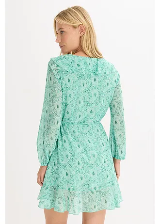 Sifon ruha, átkötős hatással • üvegzöld Paisley • bonprix áruház