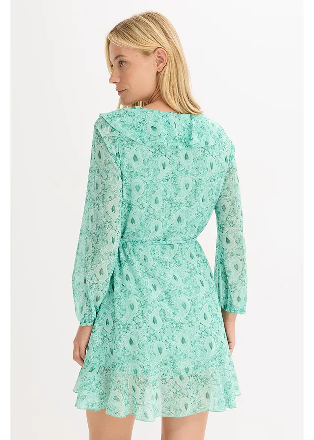 Robe en mousseline, style portefeuille • vert bouteille paisley • product-page.page-title-suffix