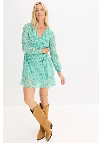 Sifon ruha, átkötős hatással • üvegzöld Paisley • bonprix áruház