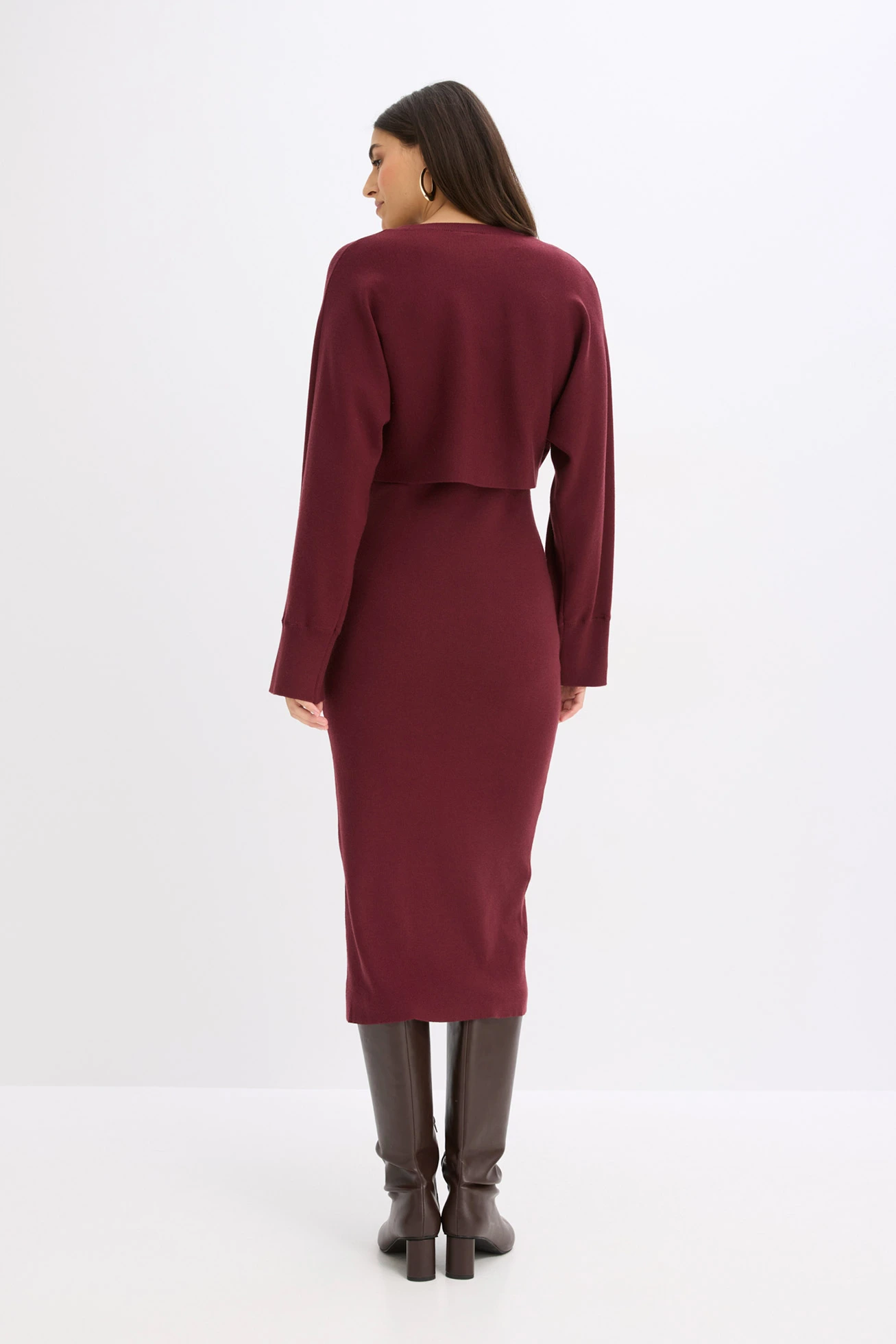 Set rochie tricotată ( set/ 2 piese) • roșu arțar • magazin bonprix