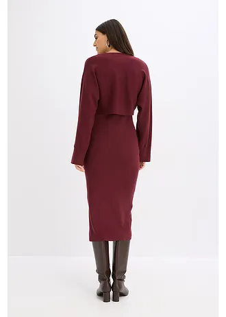 Set rochie tricotată ( set/ 2 piese) • roșu arțar • magazin bonprix