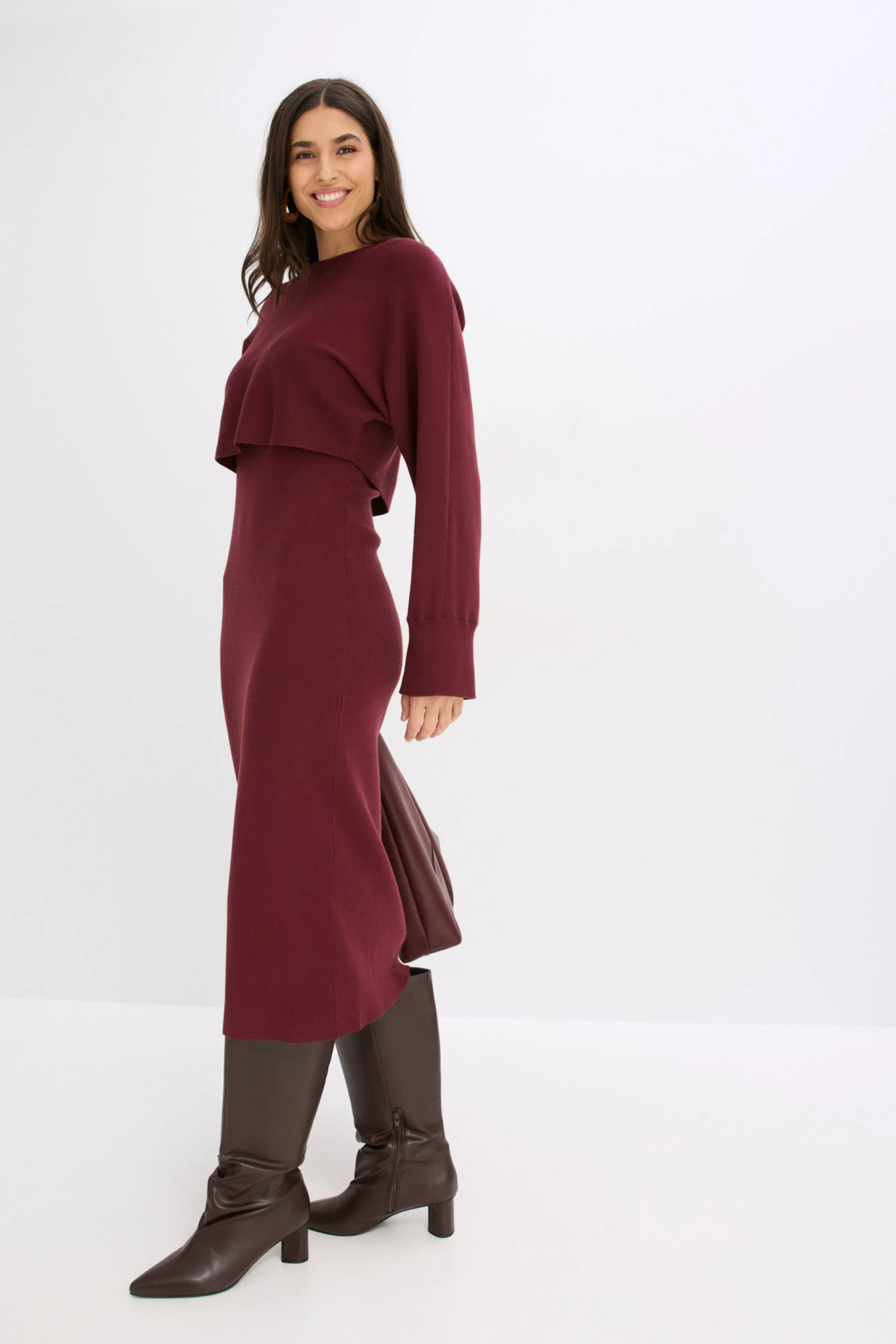 Set rochie tricotată ( set/ 2 piese) • roșu arțar • magazin bonprix