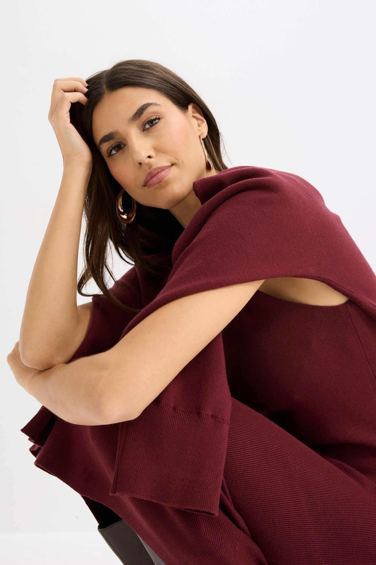 Set rochie tricotată ( set/ 2 piese) • roșu arțar • magazin bonprix