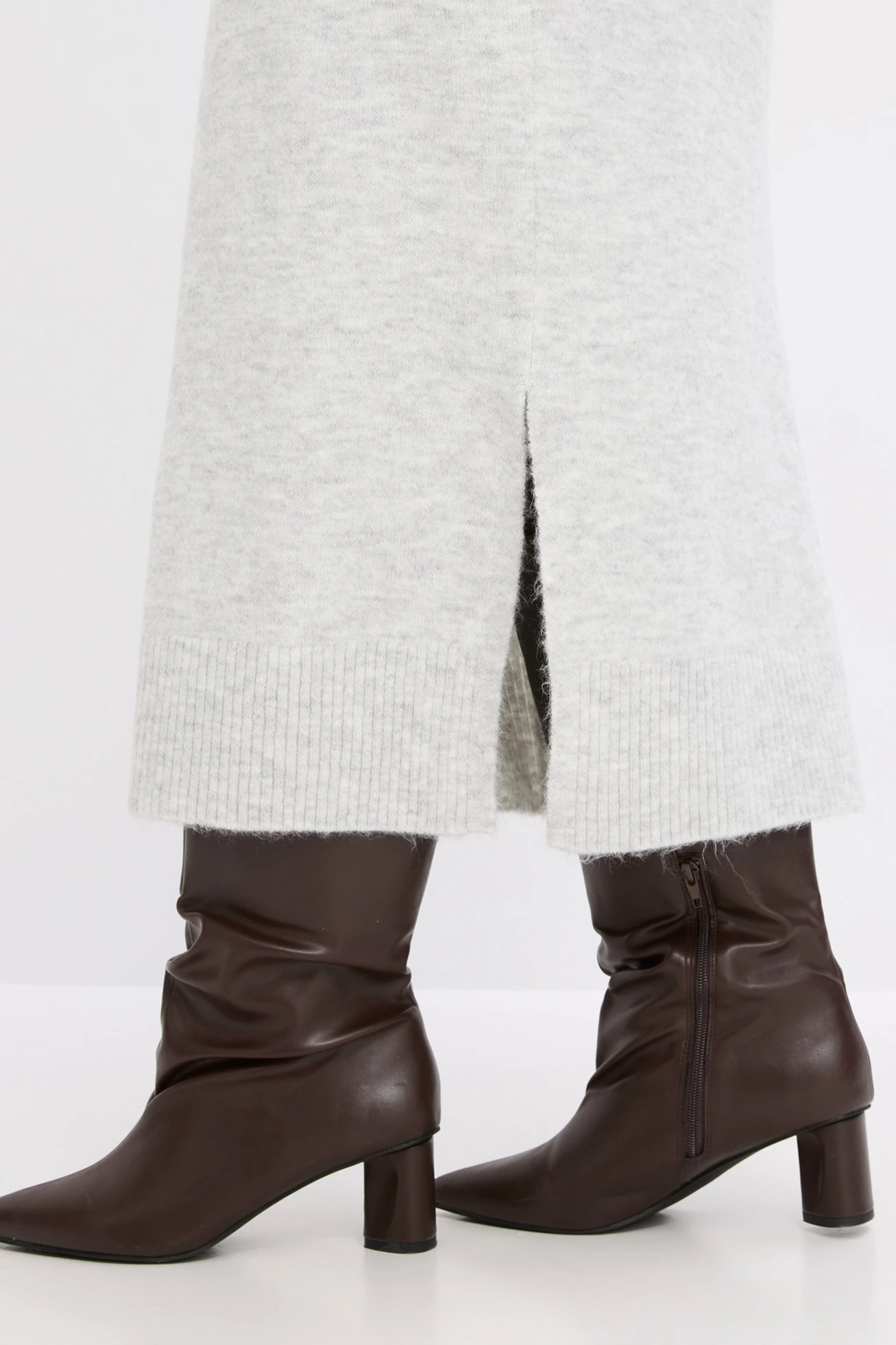 Gebreide oversized midi jurk • lichtgrijs gemêleerd • bonprix online shop