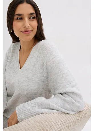 Rochie tricotată maxi, oversize • gri deschis melanj • magazin bonprix