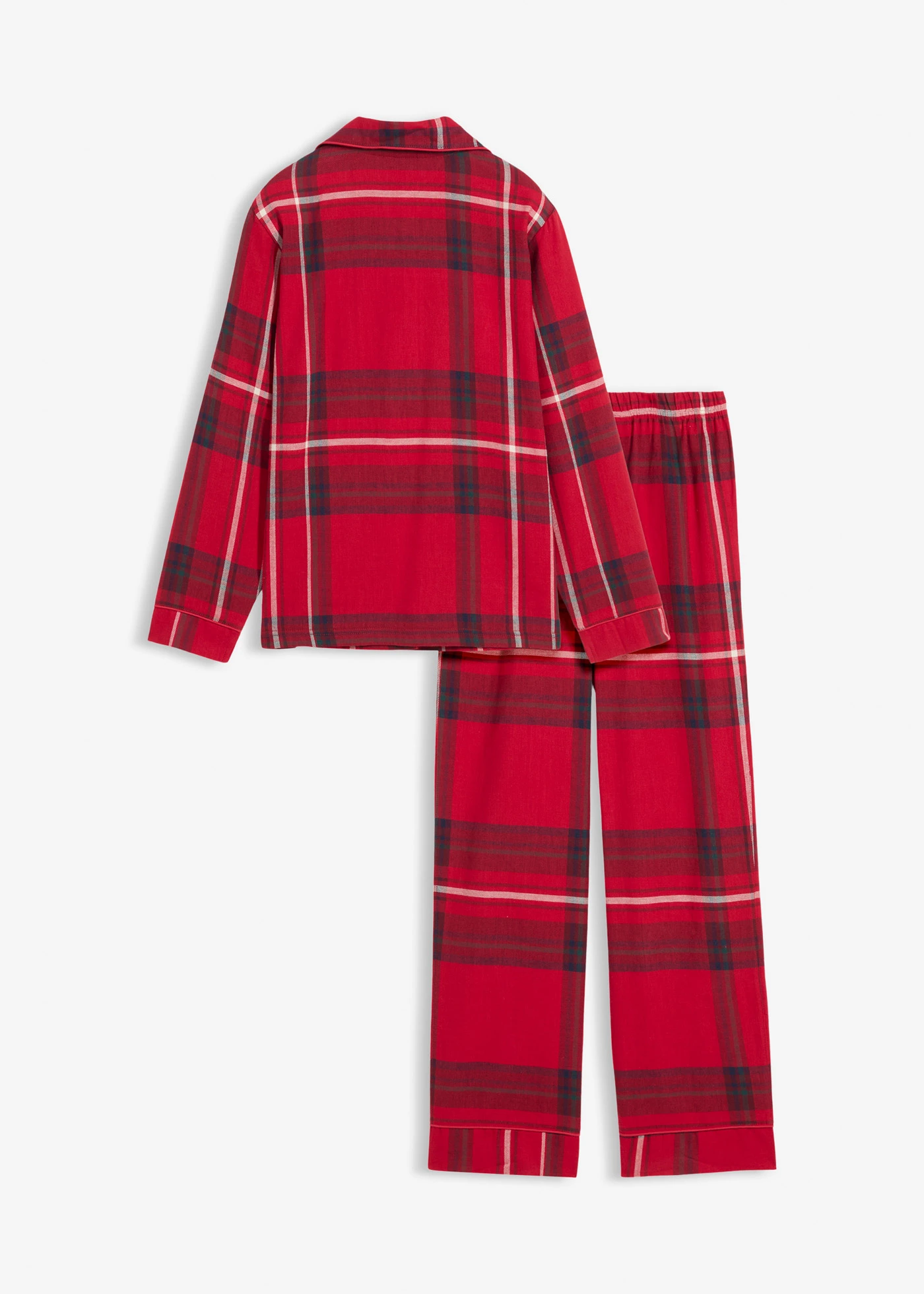 Pijama din flanel din bumbac moale, pentru copii • roșu închis cadrilat • magazin bonprix