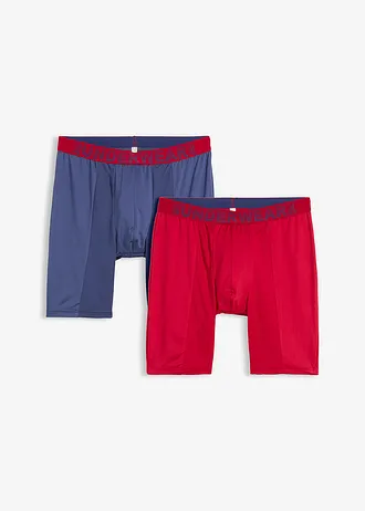 Strakke lange boxer (set van 2), Kleur: chilirood+indigo