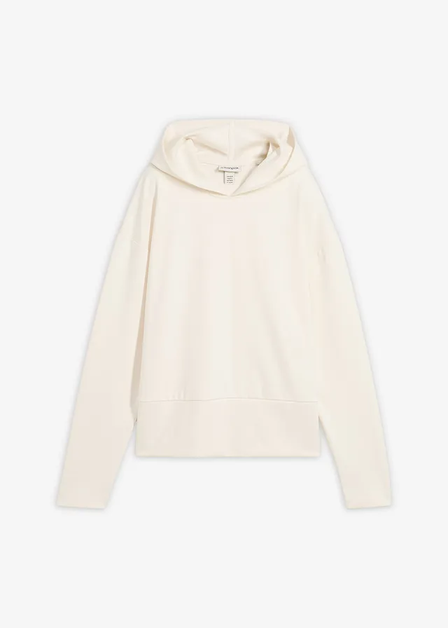 Hanorac din material Punto di Roma comod • alb perlat • magazin bonprix