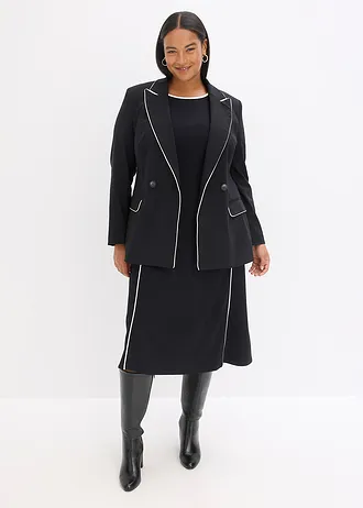 Midi jurk van Punt di Roma, Kleur: zwart/wolwit