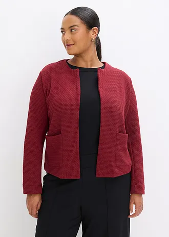 Korte jersey blazer, Kleur: robijnrood