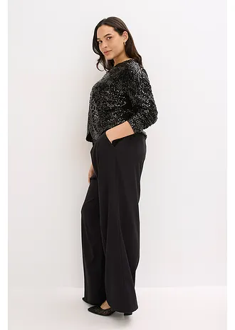 Lange jas met pailletten, Kleur: zwart