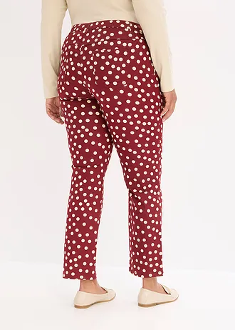 5-pocket stretchbroek, Kleur: robijnrood-lichtzand gestippeld