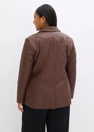 Blazer long enduit, Couleur: marron