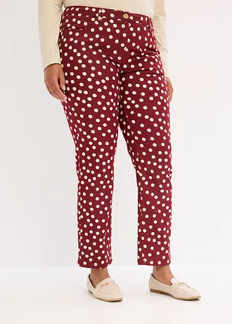 5-pocket stretchbroek, Kleur: robijnrood-lichtzand gestippeld