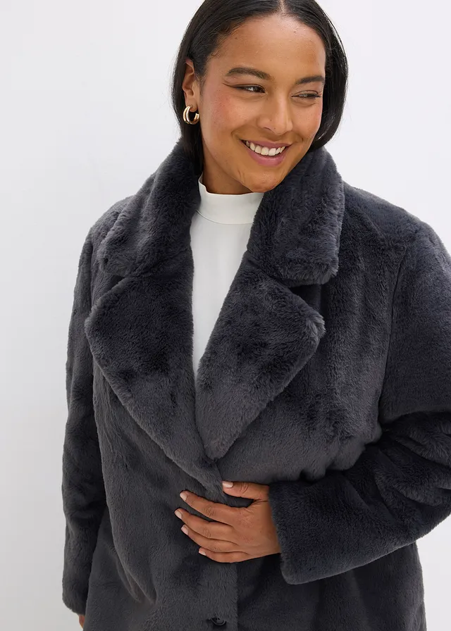 Manteau en peluche, Couleur: gris ardoise