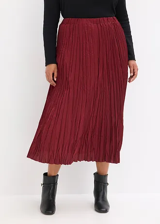 Saténová sukně se zmačkaným efektem, barva: rubínově červená