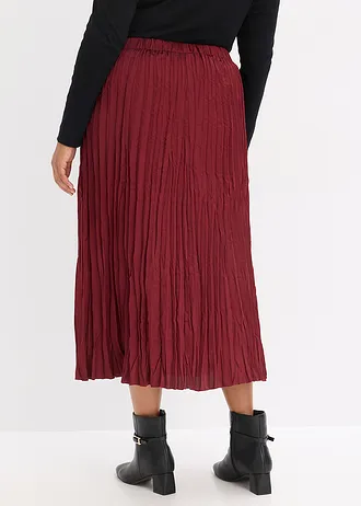 Spódnica z kreszowanej satyny, kolor: czerwony rubinowy