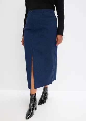 Stretchrok van katoen, Kleur: donkerblauw-lichtindigo paisley