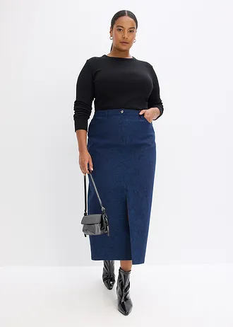 Stretchrok van katoen, Kleur: donkerblauw-lichtindigo paisley