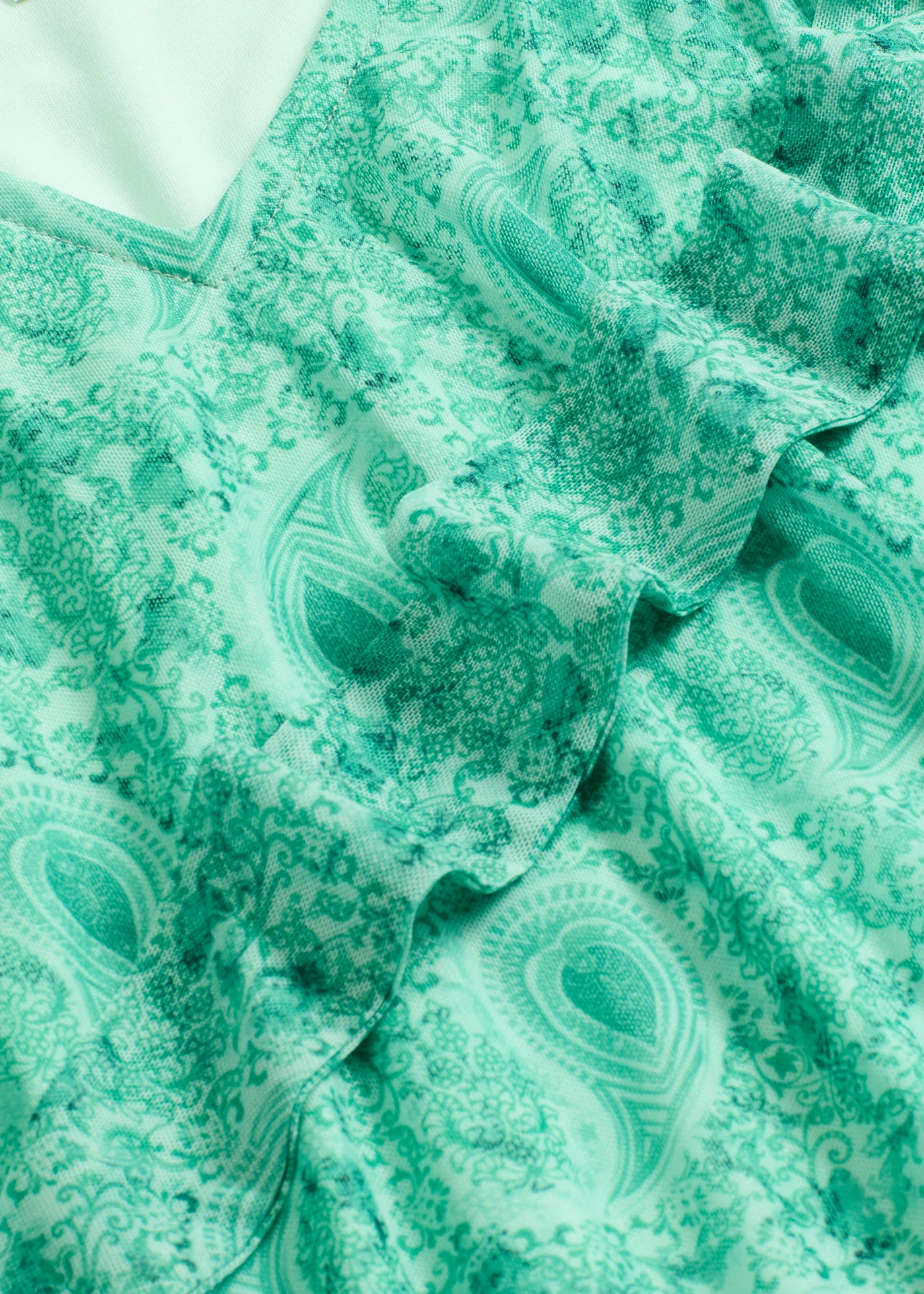 Tričko s dlouhým rukávem z jemné síťoviny • lahvově zelená s kašmírovým vzorem • bonprix obchod