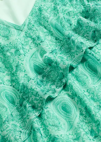 Tričko s dlouhým rukávem z jemné síťoviny • lahvově zelená s kašmírovým vzorem • bonprix obchod