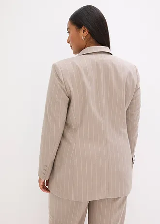 Blazer met krijtstrepen, Kleur: taupe-parelwit gestreept