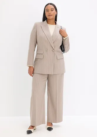 Blazer met krijtstrepen, Kleur: taupe-parelwit gestreept