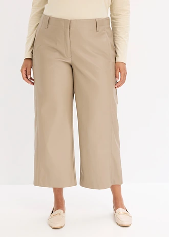 Jupe-culotte en tissu enduit, Couleur: taupe