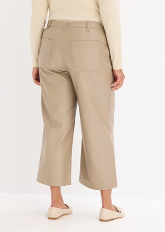 Jupe-culotte en tissu enduit, Couleur: taupe