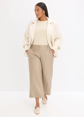 Jupe-culotte en tissu enduit, Couleur: taupe