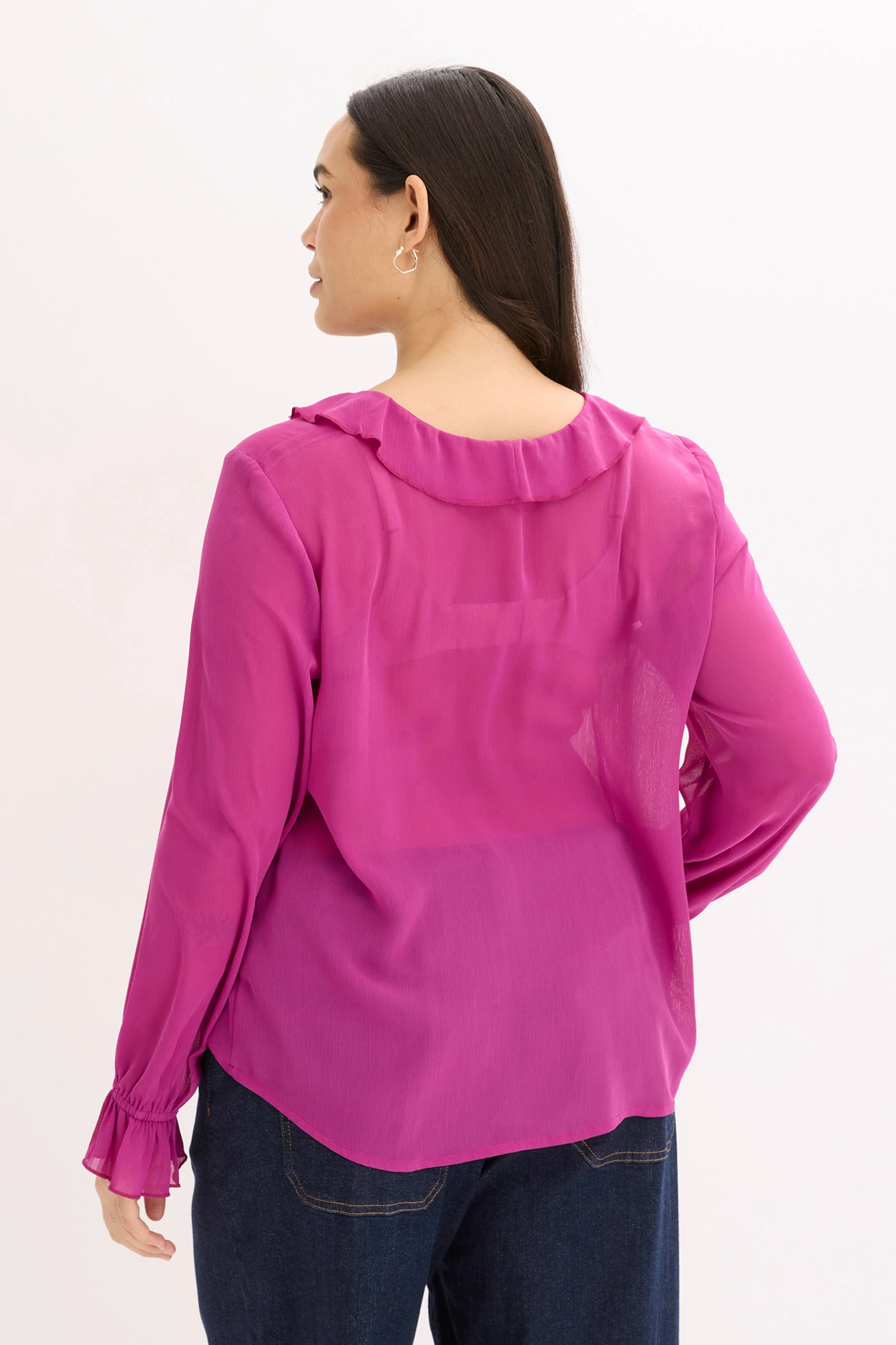 Šifonová halenka s volány • tmavě fuchsiová plus size • bonprix obchod