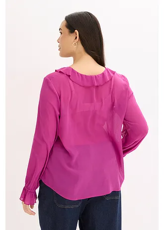 Šifonová halenka s volány • tmavě fuchsiová plus size • bonprix obchod