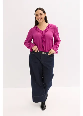 Šifonová halenka s volány • tmavě fuchsiová plus size • bonprix obchod