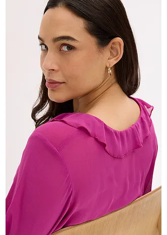 Šifonová halenka s volány • tmavě fuchsiová plus size • bonprix obchod