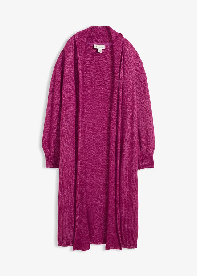 Mantou lung tricotat cu aspect Hairy • fucsia închis • magazin bonprix