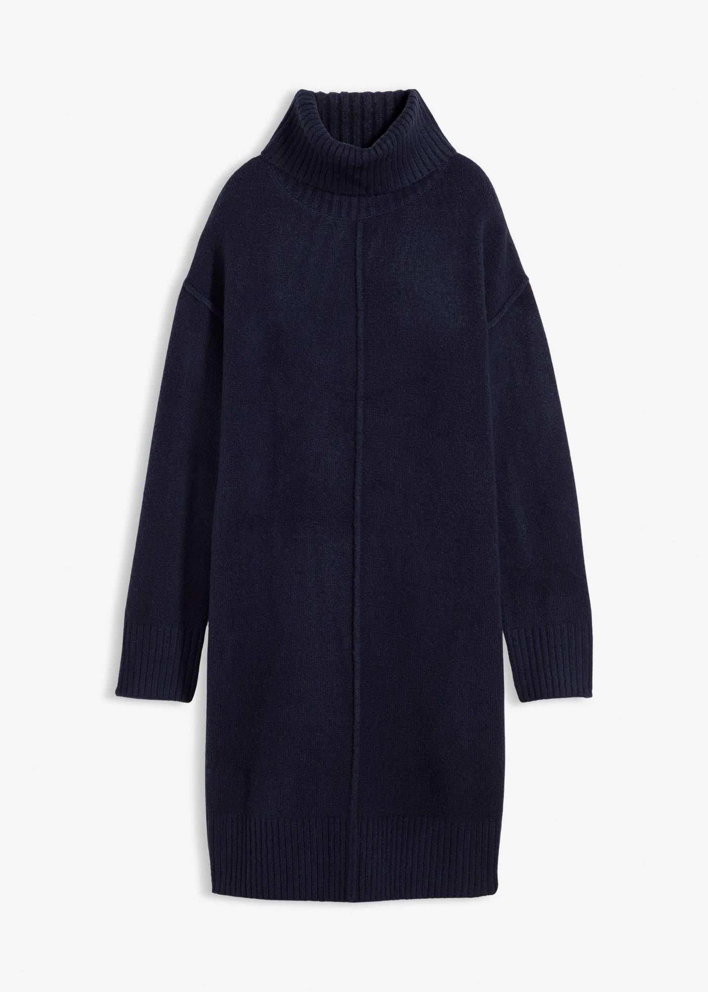 Sukienka dzianinowa z ozdobnym szwem • ciemnoniebieski melanż • sklep bonprix