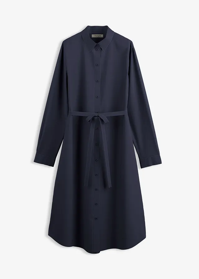 Midi jurk van puur biologisch katoen • donkerblauw • bonprix online shop