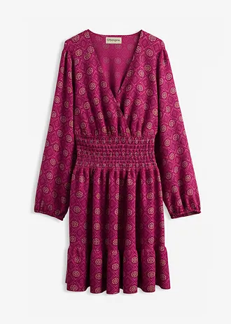 Robe courte en viscose fluide, Couleur: violet imprimé