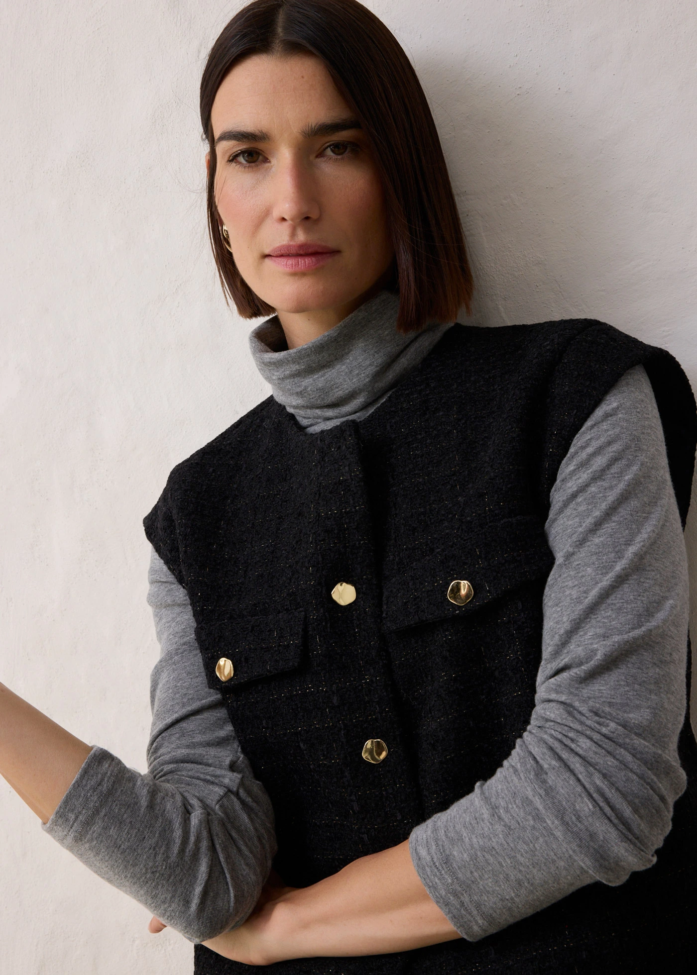 Blézer mellény gyapjúval • fekete • bonprix áruház