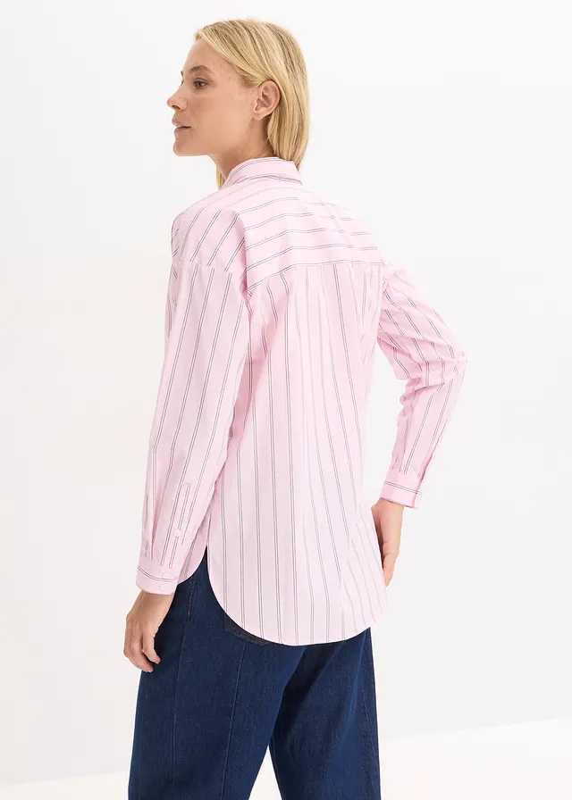 Overzised overhemdblouse van katoen • kristalroze gestreept • product-page.page-title-suffix