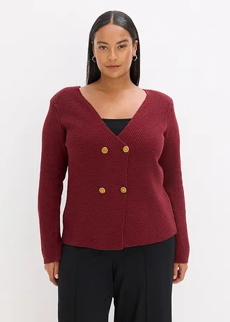 Gebreide blazer, Kleur: robijnrood