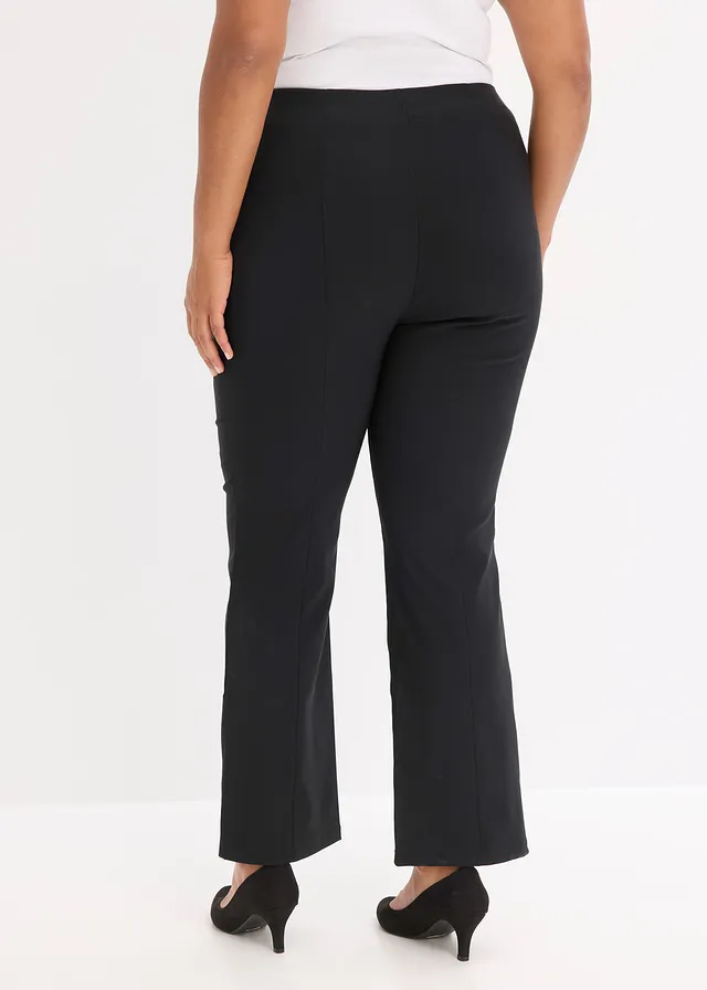 Pantalon flare en bengaline extensible, Couleur: noir-écru