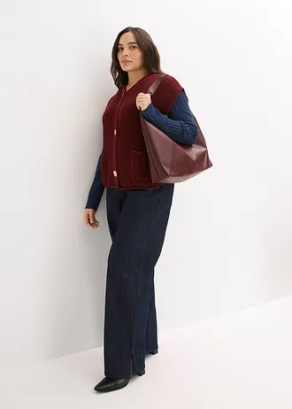 Vestă tricotată cu buzunare, culoare: roșu rubiniu