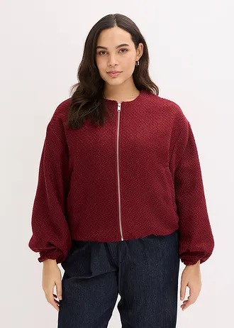 Bouclé bomber, Kleur: robijnrood